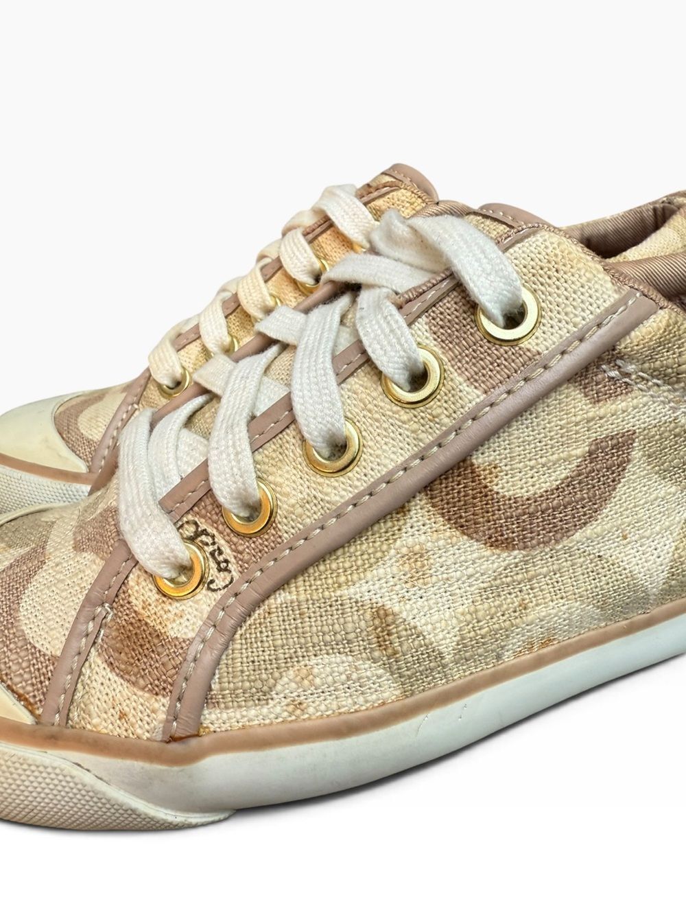 Coach Women’s Beige Barrett Signature Sneakers Shoes Size 7 - Picture 6 of 14